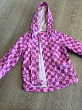 Joe Fresh Pink Checkered Heart Hooded Raincoat